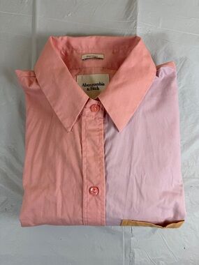 Abercrombie & Fitch Men’s Two-Tone Coral and Light Pink Button-Down